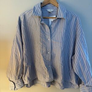 H&M Blue and White Striped Button-Down Shirt